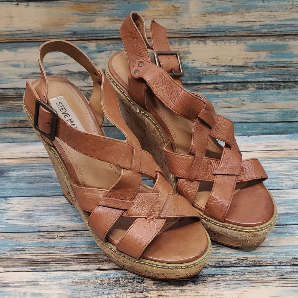 Steve Madden Brown Woven Wedge Sandals